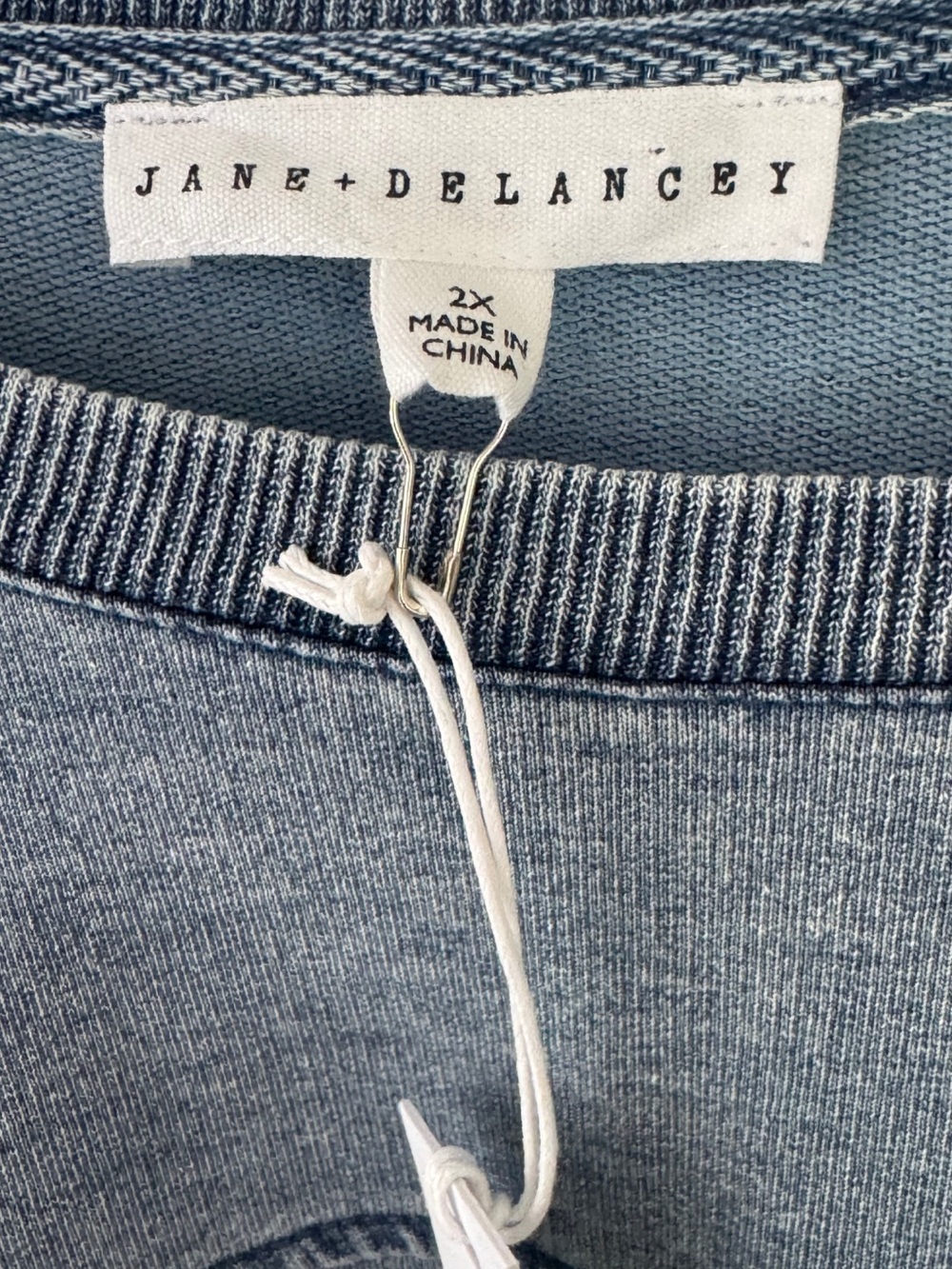 Jane + Delancey NWT 2X Blue Striped Mineral Wash Coastal Tee NEW - Picture 3 of 5